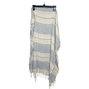 prAna Fringe Cotton Blend Striped Winter Fall Preppy Classic Scarf Shawl